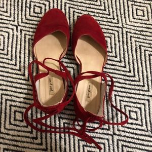 Red Suede Paul Green Flats
